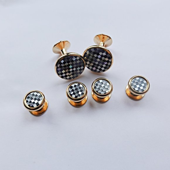 Gemstone Tuxedo Cufflinks and Shirt Studs - Picture 1 of 2